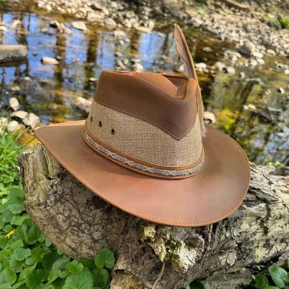 Leather hat on workshop bench