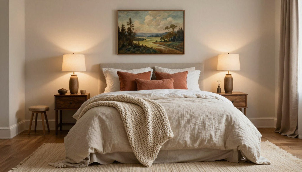 Bedroom with lamps and linens